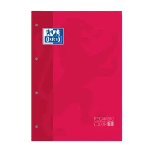 Oxford Recambio Encolado A4 80 Hojas Cuadricula 5x5 Tapa Color Rojo