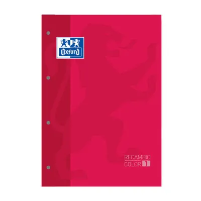 Oxford Recambio Encolado A4 80 Hojas Cuadricula 5x5 Tapa Color Rojo