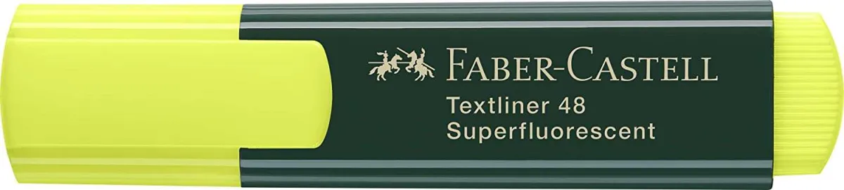 Faber-Castell Rotulador Marcador Fluorescente Textliner 48 - Punta Biselada - Trazo Entre 1.2Mm Y 5Mm - Tinta Con Base De Agua - Color Amarillo
