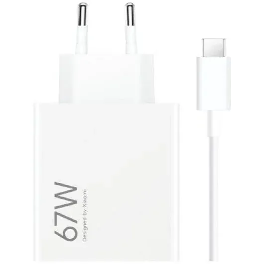 Xiaomi 67W Hypercharge Combo Cargador De Pared Para Smartphone Usb-A 67W + Cable - Identificacion Inteligente De Dispositivos - Color Blanco