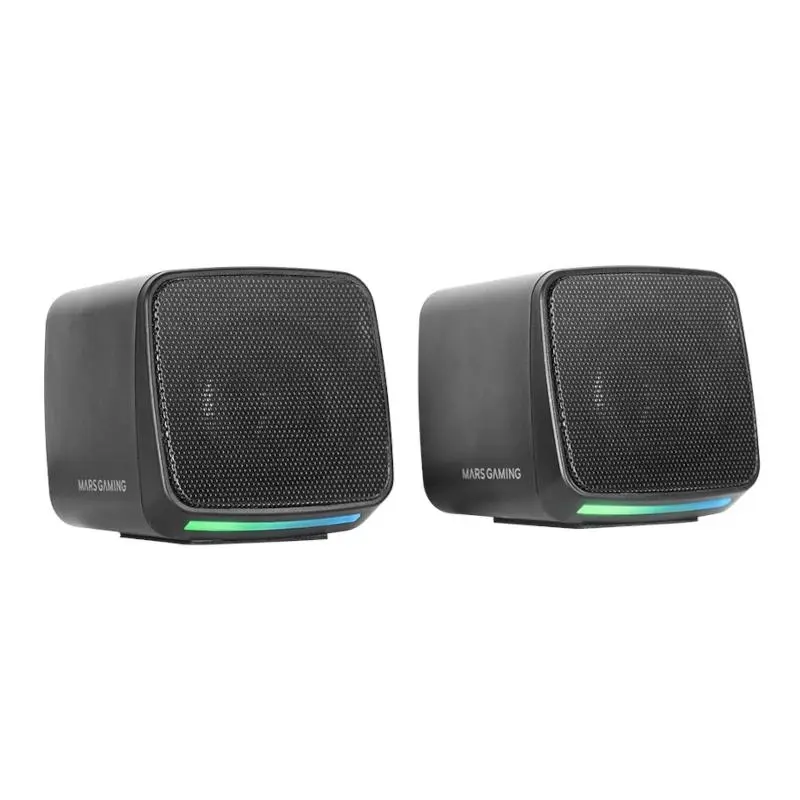 Mars Gaming Altavoces 2.0 MSPRO Negro 10W USB + Jack Control de Volumen RGB