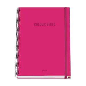 Dohe Cuaderno Espiral A4 100 Hojas Microperforadas Cuadricula 5mm Tapa Dura Rosa