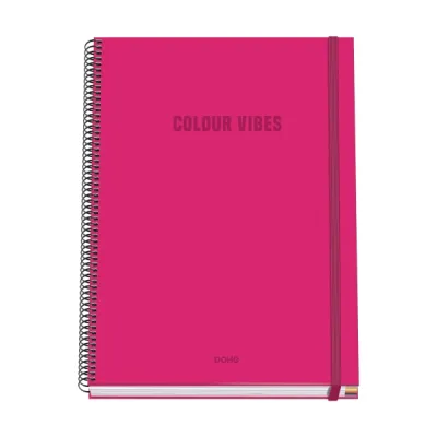 Dohe Cuaderno Espiral A4 100 Hojas Microperforadas Cuadricula 5mm Tapa Dura Rosa