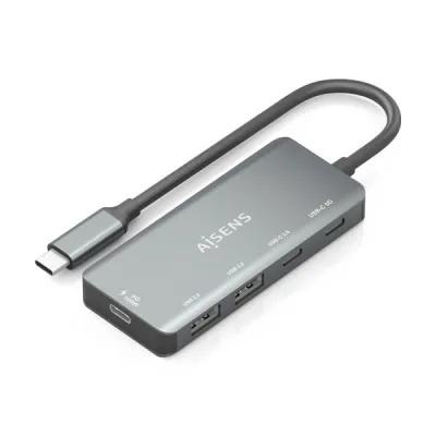 Aisens Hub USB-C 3.1 con PD 100W, 2xUSB-C y 2xUSB-A 2.0, 15cm, Gris