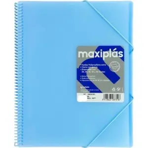 Grafoplás Carpeta Espiral A4 con 40 Fundas PP Rígido Translúcido Azul Soft