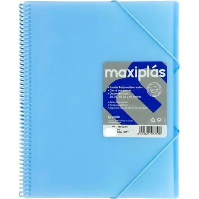 Grafoplás Carpeta Espiral A4 con 40 Fundas PP Rígido Translúcido Azul Soft