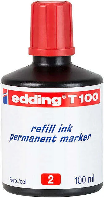 Edding T100 Bote de Recarga para Rotulador Permanente 100ml Color Rojo