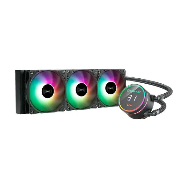 UNYKA Sistema De Refrigeración Líquida Aquastorm 360 Negro 3x Vent. 120mm 1800 RPM ARGB Display Intel AMD