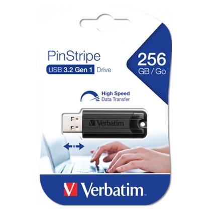 Verbatim Pendrive Pinstripe 256Gb Hi-Speed Retráctil Usb 3.2 Negro