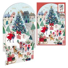 Dohe Patinando Pack de 6 Tarjetas Desplegables de Felicitacion Navideña con Sobre - Impresas a todo Color