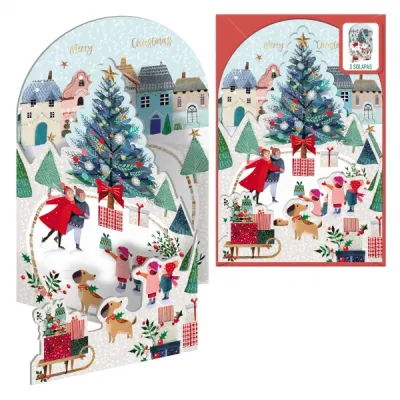 Dohe Pack de 6 Tarjetas Desplegables de Felicitación Navideña con Sobre