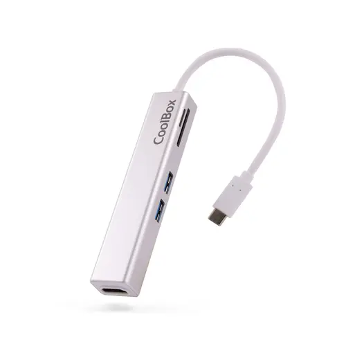 Coolbox MiniDock 5 en 1 USB-C a HDMI, 2xUSB 3.0, 1xMicroSD, 1xSDPD - 0.14m - Gris Metalizado