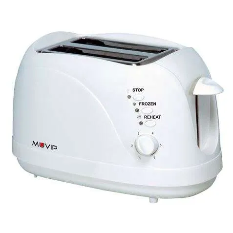 Muvip Tostadora De Pan 750W - Capacidad Para 2 Rebanadas - 6 Niveles De Tostado - Funcion Calentar, Descongelacion Y Recalentar - Parada Automatica Y Manual