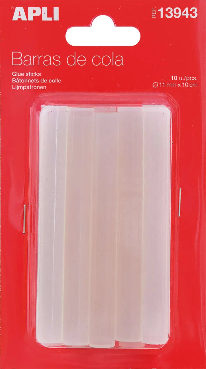 Apli Barras De Cola Transparentes Ø11mm X 10cm - Paquete De 10 Unidades