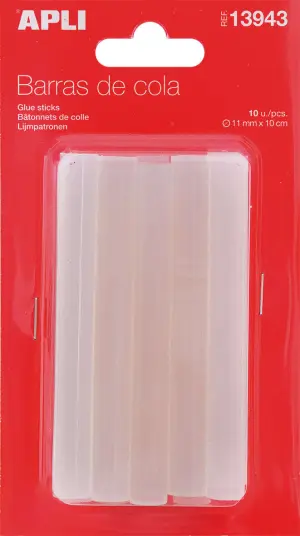 Apli Barras De Cola Transparentes Ø11mm X 10cm - Paquete De 10 Unidades