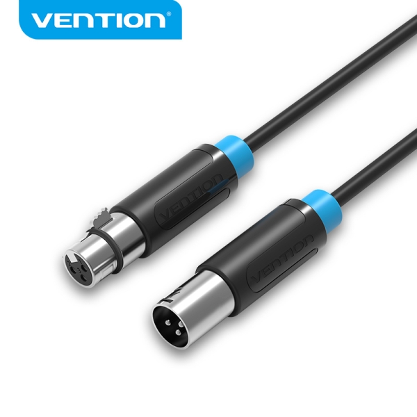 Vention Cable De Microfono Xlr - Interfaz Bañado En Oro - Conductor De Bronce Esmaltado - Caparazon De Aleacion De Aluminio - Color Negro