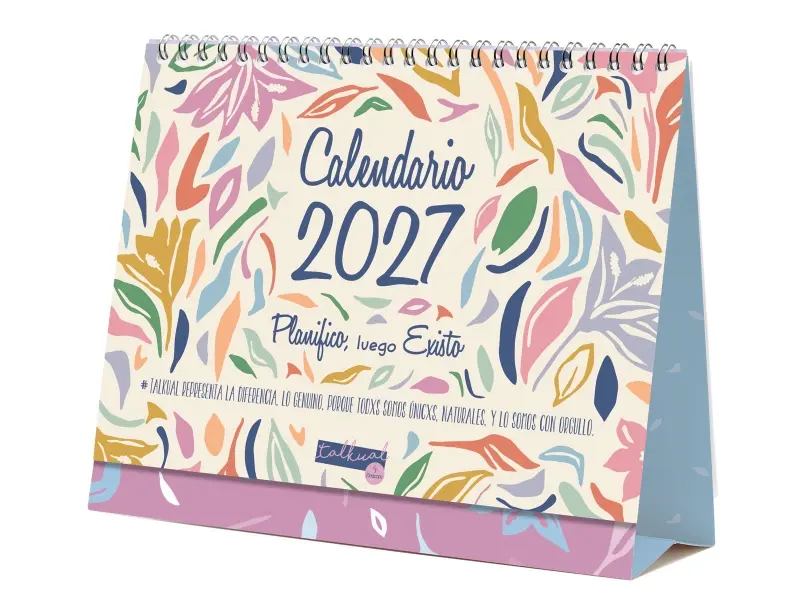 Finocam Talkual Calendario de Sobremesa Anual 2027 Mes Vista 210x150mm Espiral Doble