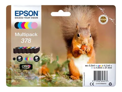 Epson 378 Pack de 6 Cartuchos de Tinta Originales para Impresoras