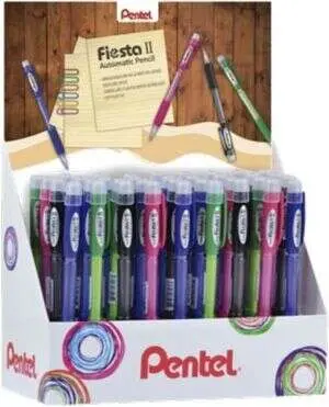 Pentel Fiesta II Expositor 36 Portaminas HB 0.5mm con Goma y 2 Recargas