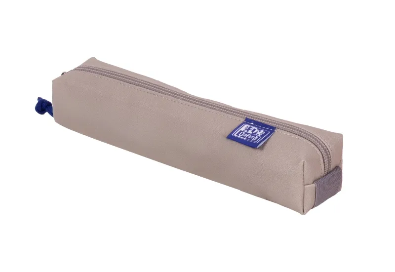 Oxford Kangoo & You Estuche Cuadrado Pequeño - Fabricados En Napa - Goma Elastica Para Unirlo Al Cuaderno - Color Gris Piedra