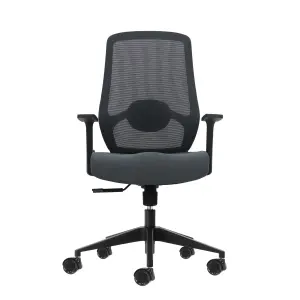 Oqonos Silla de Oficina Ergonomica con Soporte Lumbar Ajustable y Respaldo de Malla - Gris