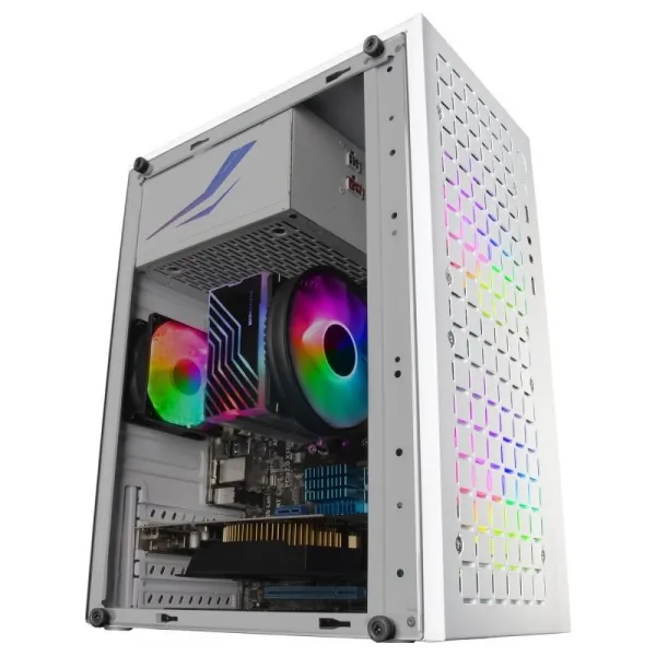 Mars Gaming MC-Core White MicroATX Gaming Case con Ventana Lateral y 2 Ventiladores FRGB 120mm