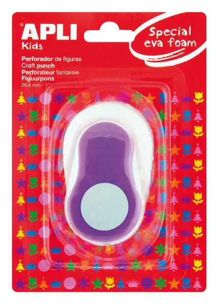 Apli Perforadora de Papel y Goma Eva Circular 25.4mm - Morado/Blanco