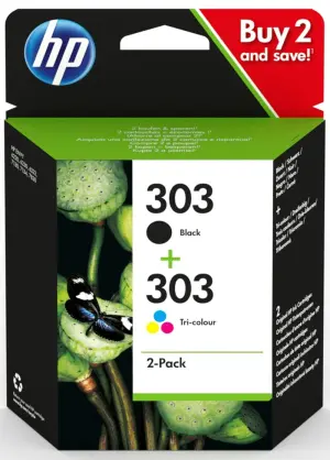 HP TINTA NEGRO + TRICOLOR (C/M/Y) ENVY PHOTO 6230,7130,7134,7830 - Nº303 (PACK 4 COLORES)