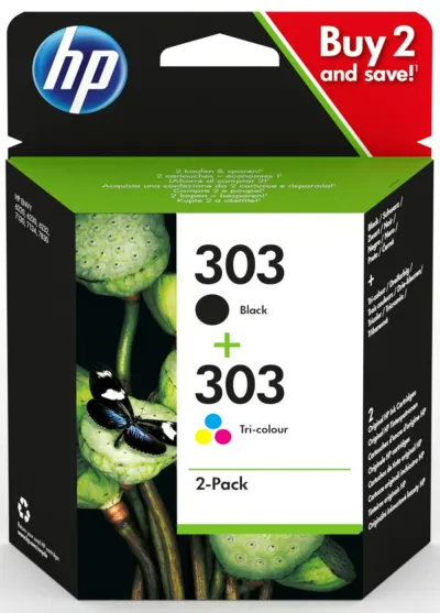 HP Cartuchos de Tinta Negro y Tricolor Nº303 para Envy Photo 6230, 7130, 7134, 7830 - Pack 4 Colores