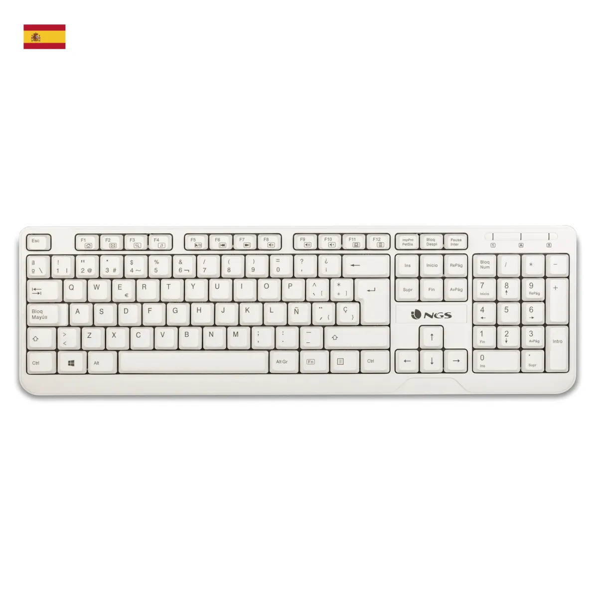 Teclado Ngs Multimedia Spike Usb 12 Teclas Multimedia Blanco