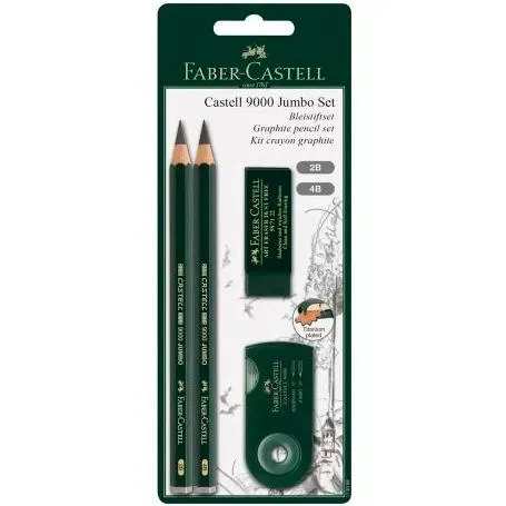 Faber Castell Set De Dibujo Jumbo 9000 Negro -Blister 4 Piezas-