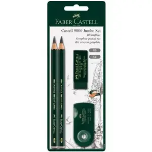 Faber Castell Set De Dibujo Jumbo 9000 Negro - Blister 4 Piezas