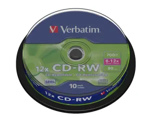 Verbatim CD-RW 700MB 12X Regrabable Scratch Resistant 10 Pack Spindle