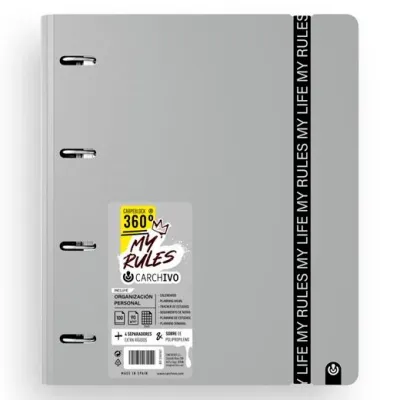 Carchivo Carpeblock 360 My Rules Con Recambio 100H A4 5X5 90Gr 4 Separadores Pp Foam Gris