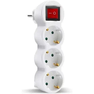 Elbat Base Múltiple 3 Tomas con Interruptor Blanco