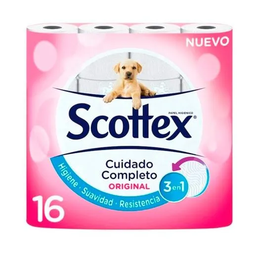 Scottex Original Papel Higiénico Doble Capa Pack De 16 Rollos