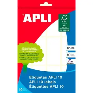 Apli Pack de 120 Etiquetas 26x54mm Adhesivo Permanente Color Blanco Cantos Romos