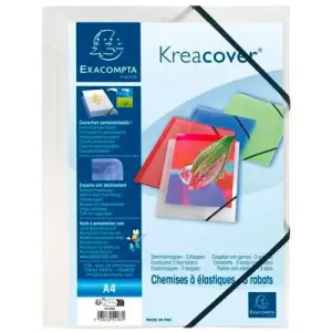 Exacompta Carpeta KreaCover 3 Solapas A4 Polipropileno Translúcido Incoloro