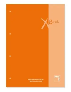 Pacsa Recambio 100H A4 Encolado 90gr 5x5 con Greca 4 Taladros Naranja