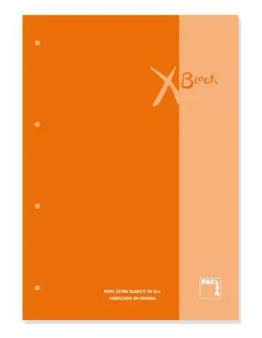 Pacsa Recambio 100H A4 Encolado 90gr 5x5 con Greca 4 Taladros Naranja