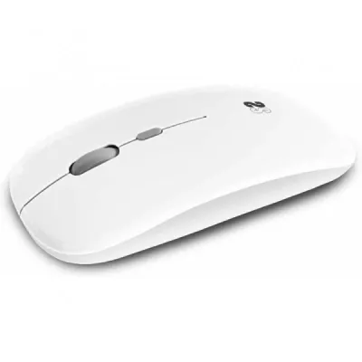 Subblim Ratón Dual Flat Blanco - Conexión Dual, Silent Click, Batería Recargable, 1600 DPI