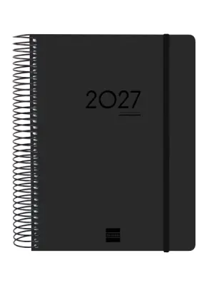 Finocam Ikon Agenda Espiral Internacional 16 Meses 1 Día por Página E10 155x212mm Negro