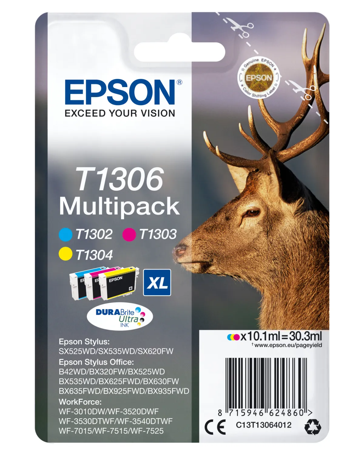 EPSON TINTA C / M / Y MULTIPACK SX525WD/620FW/ OFFICE B42WD/525WD/625FWD/925FWD