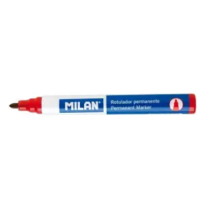 Milan Rotulador Permanente Punta Redonda Ø4mm Rojo Caja 12 Unidades