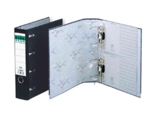 Elba Archivador Doble Mecanismo Lomo Ancho Rado A4 Cartón Extra Rígido Jaspeado Negro