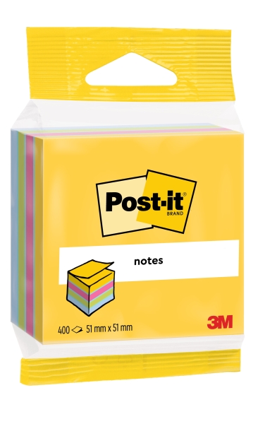 Post-It Cubo De 400 Notas Adhesivas Reposicionables - Forma Cuadrada - 51X51Mm - Colores Surtidos