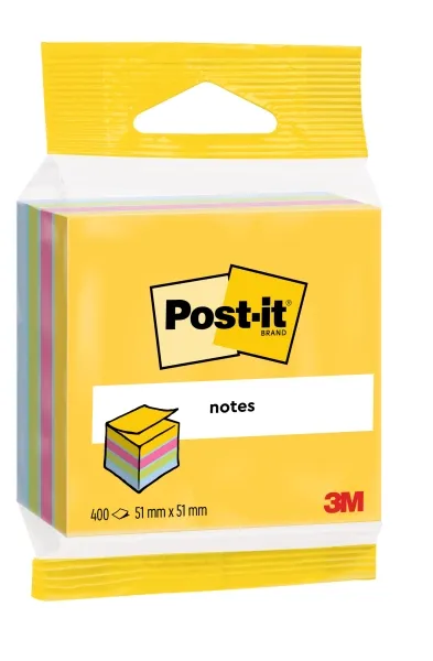 Post-It Cubo De 400 Notas Adhesivas Reposicionables - Forma Cuadrada - 51X51Mm - Colores Surtidos