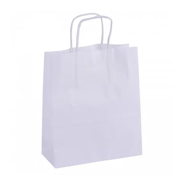 Apli Pack de 50 Bolsas Kraft Reutilizables y Reciclables con Asas Rizadas - Color Blanco