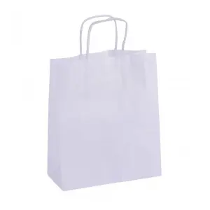 Apli Pack de 50 Bolsas Kraft Reutilizables y Reciclables con Asas Rizadas - Color Blanco