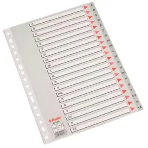 Esselte Índice Abecedario Separador Multitaladro Folio Gris Polipropileno
